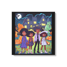 黒人の子供たちが町のハロウィン幽霊のよく出るに偶然出会う