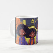 黒人の子供たちが町のハロウィン幽霊のよく出るに偶然出会う コーヒーマグカップ (正面左)