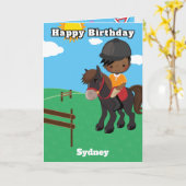黒人の少年たち 馬術 秘密のメッセージ 誕生日 カード (黄色い花)