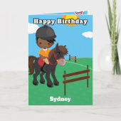 黒人の少年騎馬言葉探し お誕生日おめでとう カード (正面)