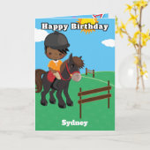 黒人の少年騎馬言葉探し お誕生日おめでとう カード (黄色い花)