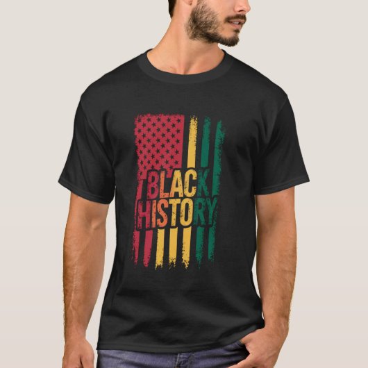 黒人の歴史のアメリカ国旗 アフリカ系アメリカ人の愛国者 男性 Tシャツ (正面)