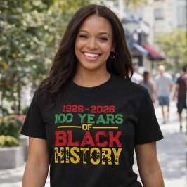 黒人の歴史のタイポグラフィ100年 Tシャツ
