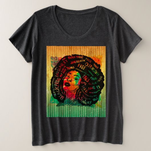 黒人の歴史月間の女の子 プラスサイズTシャツ (デザイン正面)