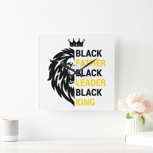 黒人の父、黒人の指導者、黒人の王 スクエア壁時計 (ホーム)