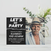 黒人の男性の写真 パーティーしよう 93歳の誕生日 招待状 (スタンド正面)