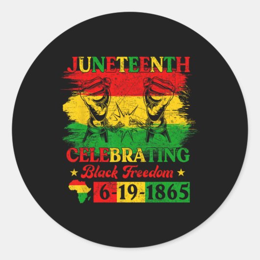 黒人の自由を祝うジューンティーンス・フラグ Junetee ラウンドシール (正面)