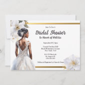 黒人の花嫁　シンプルな庭の花 招待状 (正面)