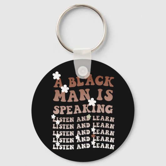 黒人は黒人話と聞黒人学という キーホルダー (正面)