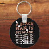 黒人は黒人話と聞黒人学という キーホルダー (正面)