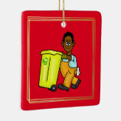 黒人またはアフリカ系アメリカ人のガーベージマンオーナメント セラミックオーナメント (右)