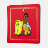 黒人またはアフリカ系アメリカ人のガーベージマンオーナメント セラミックオーナメント (左)