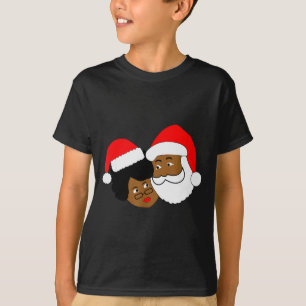黒人を愛するサンタクロースとクラウス夫人 エスニックなクリスマス Tシャツ