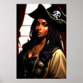 黒人アフリカ人婦人海賊ポートレート | AI Art ポスター (正面)