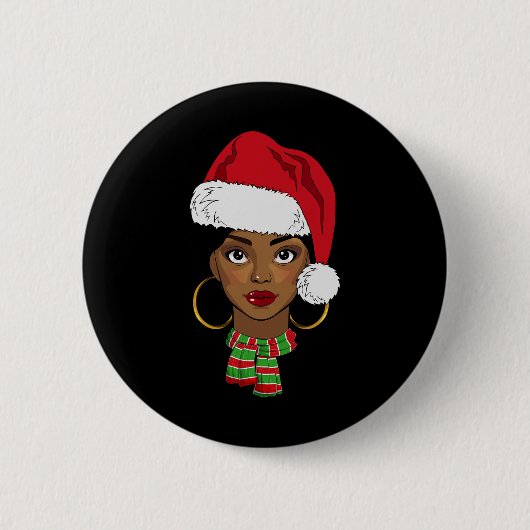 黒人アフリカ系アメリカ人サンタアフロクリスマスメラニン 缶バッジ (正面)