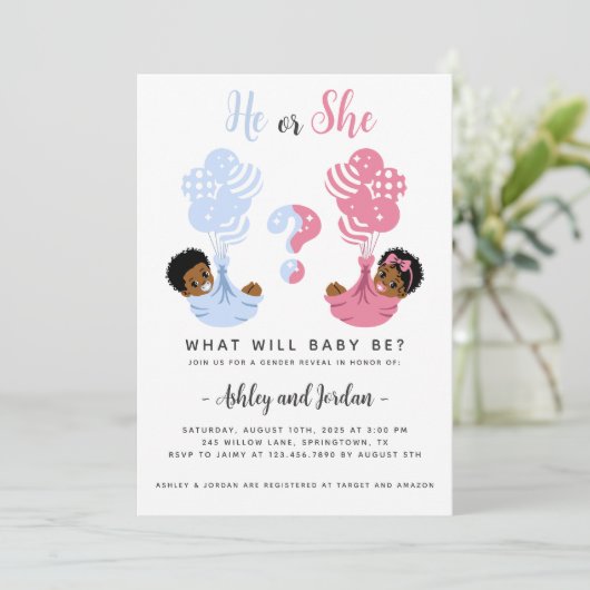 黒人アフリカ系アメリカ人ジェンダーリビール招待状 招待状 (スタンド正面)