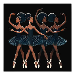 黒人アメリカ人バレリーナバレエダンスガール フォトプリント