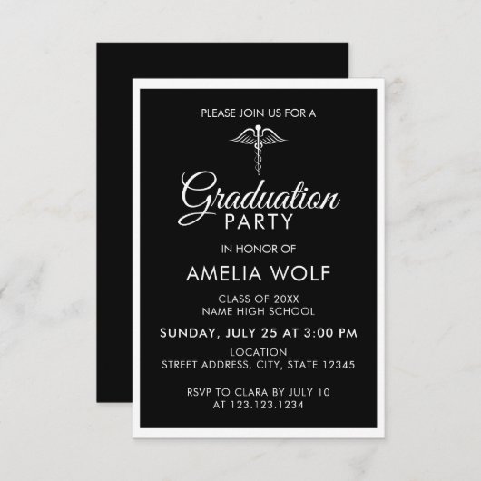 黒人カデュエレガントース薬剤師卒業会 招待状 (正面/裏面)