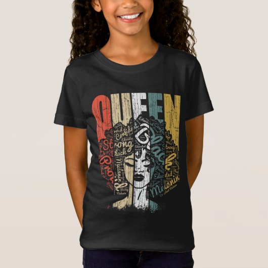 黒人クイーンプライド（女性アフリカンパワー） Tシャツ (正面)