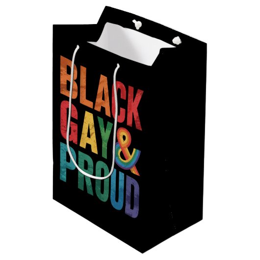 黒人ゲイプライド LGBTQ 黒人クィア ミディアムペーパーバッグ (正面アングル)
