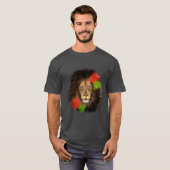黒人プライド ライオン 赤 緑 ユニティ ジャングル 猫 王 Tシャツ (正面フル)