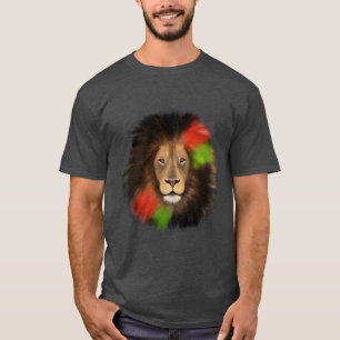 黒人プライド ライオン 赤 緑 ユニティ ジャングル 猫 王 Tシャツ
