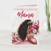 黒人ママのピンクとゴールドのお祝い カード (正面)
