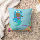 黒人マーメイドガール可愛いアフリカ系アメリカ人キッズ クッション (ブランケット)