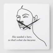 黒人ミニマルが英雄霊感女  スクエア壁時計 (正面)