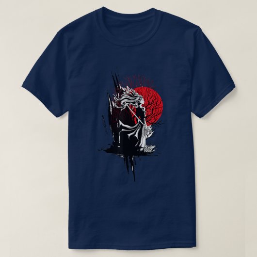 黒人侍日本の士武士道形女形 Tシャツ (デザイン正面)