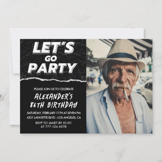 黒人写真行こうパーティー84歳 招待状 (正面)