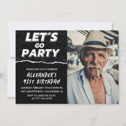 黒人写真行こうパーティー91歳 招待状 (正面)