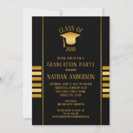 黒人卒業パーティーにおける青銅と金ゴールドのグラデーション 招待状