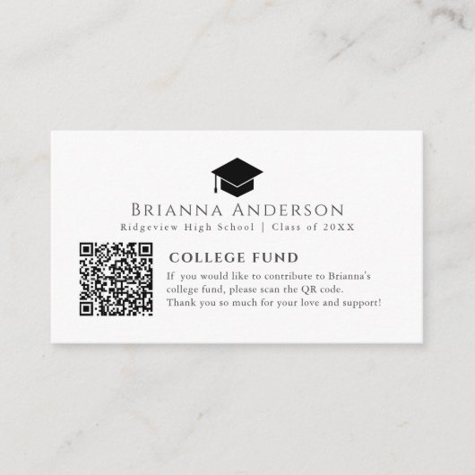 黒人卒業上限ミニマル白人大学基金 エンクロージャーカード (正面)