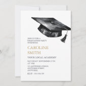 黒人卒業式帽卒業パーティー 招待状 (正面)