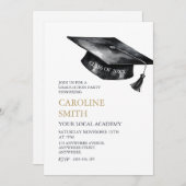 黒人卒業式帽卒業パーティー 招待状 (正面/裏面)