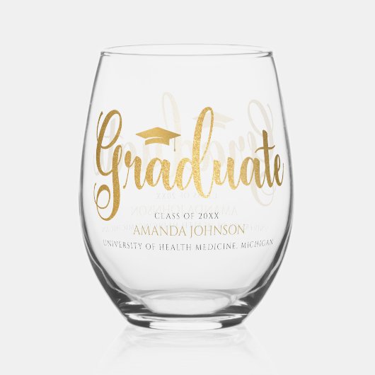 黒人卒業生 ステムなしワイングラス (正面)