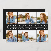 黒人大モダン学院6人のフォトコラージュ卒業 招待状 (正面/裏面)