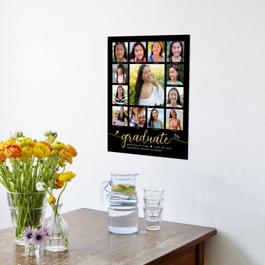 黒人大学院K-12フォトコラージスクリプト実在金ゴールド 箔ポスター (レイダウン (キッチン))