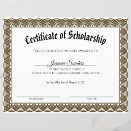 黒人奨学金縁ど証書