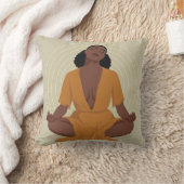 黒人女めい想のボホスタイル クッション (ブランケット)