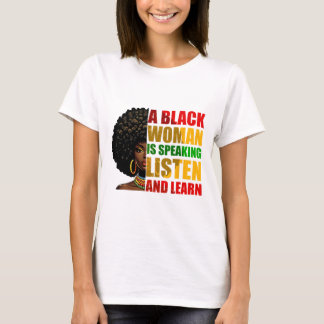 黒人女性が語る 聞いて学ぶ アフロセントリズム Tシャツ
