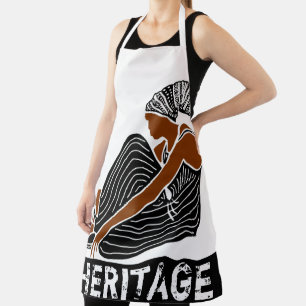 黒人女性と頭巻きアフリカ伝統  エプロン
