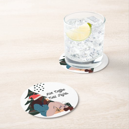 黒人女性のクリ図解入りの、写真付きのスマス ラウンドペーパーコースター (インサイチュ)