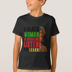 黒人女性のスピーチ 聞く 学ぶ 歴史 男性 女性 Tシャツ