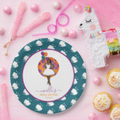 黒人女性のブライズシャワーバルーン 花 ティール ペーパープレート (パーティー)