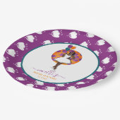 黒人女性のブライズシャワーバルーン 花 紫 ペーパープレート (アングル)