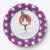 黒人女性のブライズシャワーバルーン 花 紫 ペーパープレート (正面)
