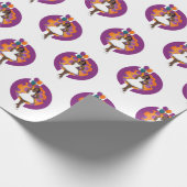 黒人女性のブライズシャワー風船と花 ラッピングペーパー (角)