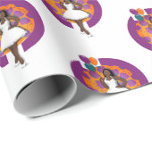 黒人女性のブライズシャワー風船と花 ラッピングペーパー (ロールコーナー)